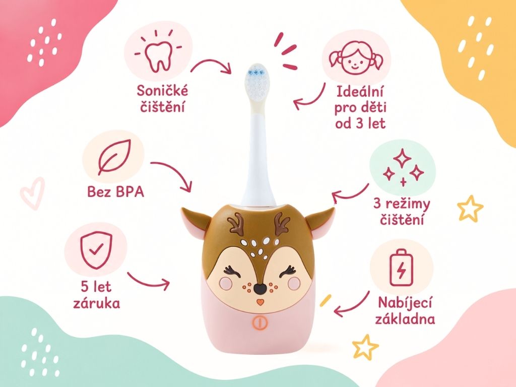 Dětský sonický elektrický kartáček Zoo Toothbrush Deer (7)